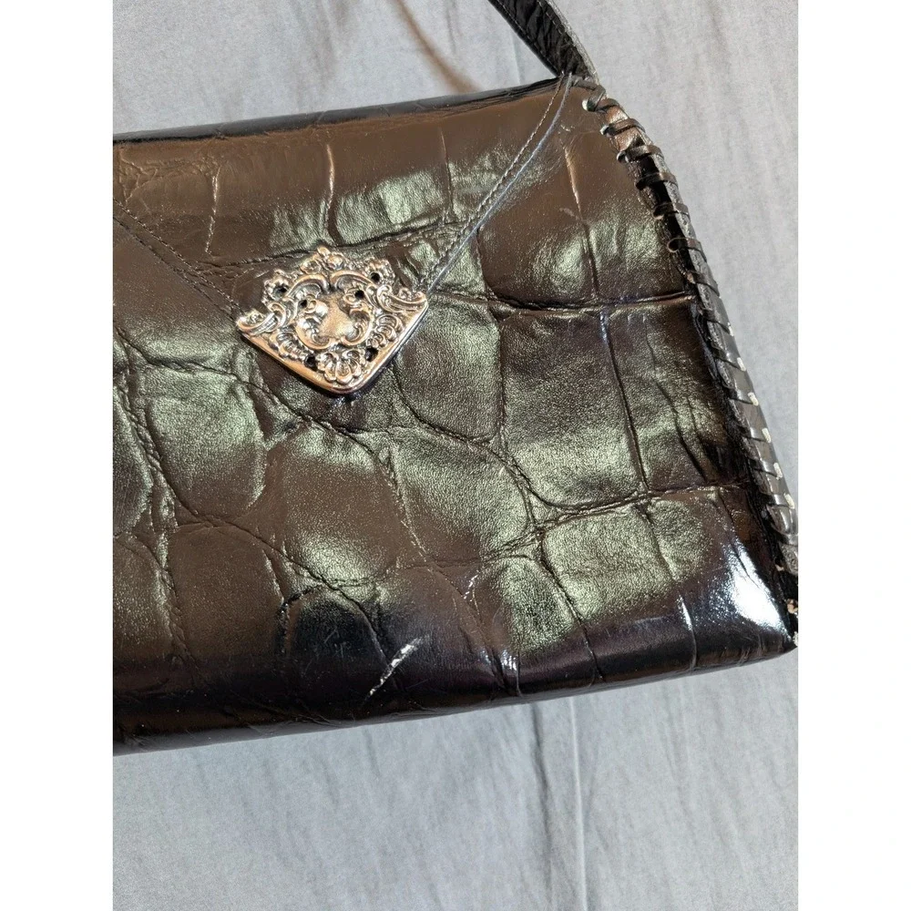 Glen Miller for Ann Turk crocodile leather Black clutch‎